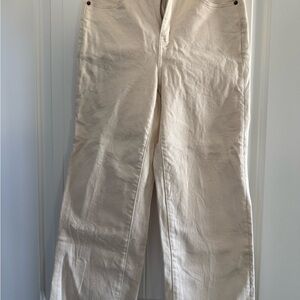 Elegant Cream Straight Leg Jeans